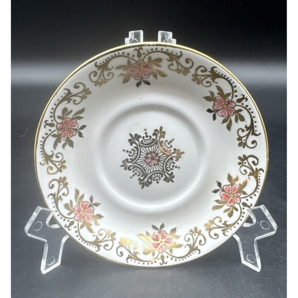 Paragon By Appointment Her Majesty Queen PINK Floral Gold Demitasse Cup & Saucer - Picture 3 of 12